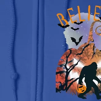 Believe Bigfoot Sasquatch Halloween Pumpkin Trick Or Treat Full Zip Hoodie