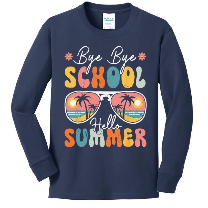 Bye Bye School Hello Pool Happy Last Day Of School Summer Kids Long Sleeve Shirt