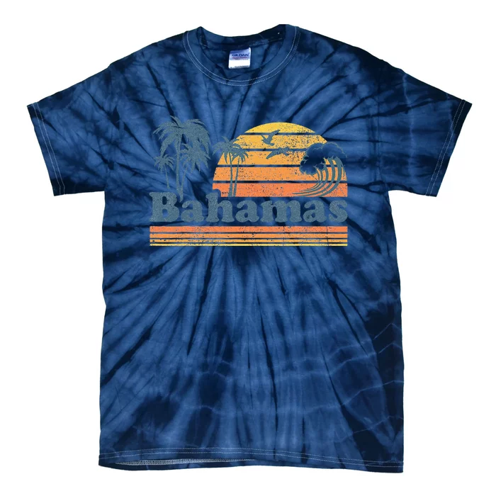 Bahamas Beach Summer Vacation Sunset Vintage 70S Retro Tie-Dye T-Shirt