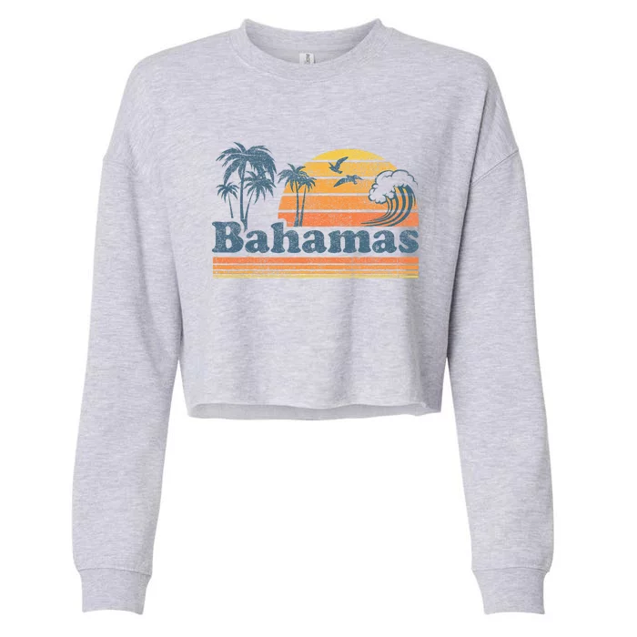 Bahamas Beach Summer Vacation Sunset Vintage 70S Retro Cropped Pullover Crew