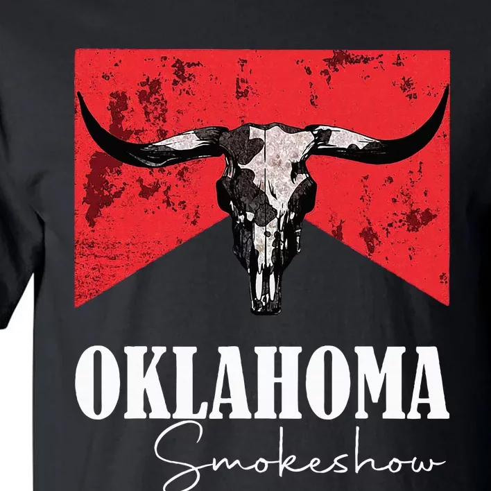 Boho Bull Skull Cow Oklahoma Smokeshow Western Country Tall T-Shirt