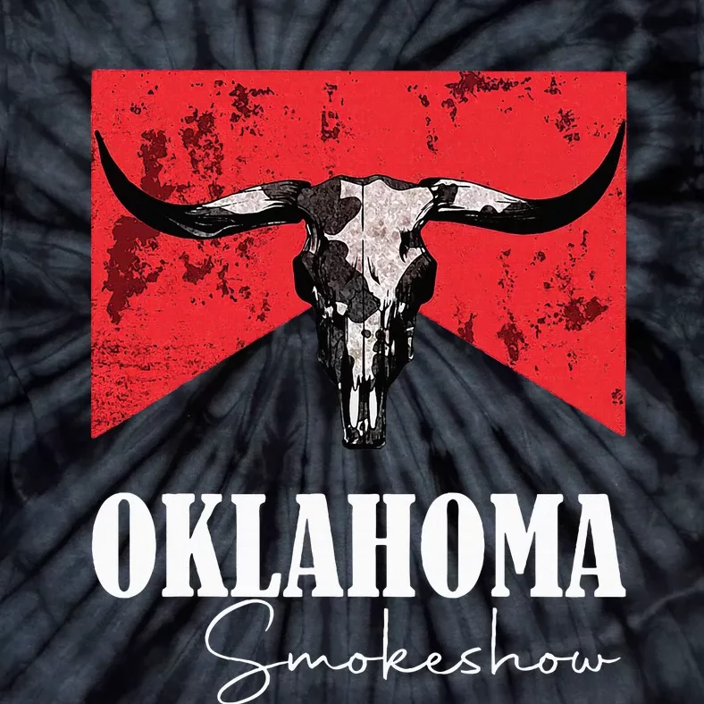 Boho Bull Skull Cow Oklahoma Smokeshow Western Country Tie-Dye T-Shirt