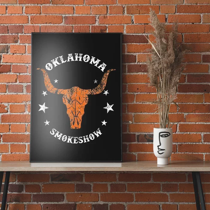 Boho Bull Skull Cow Oklahoma Smokeshow Western Country Poster