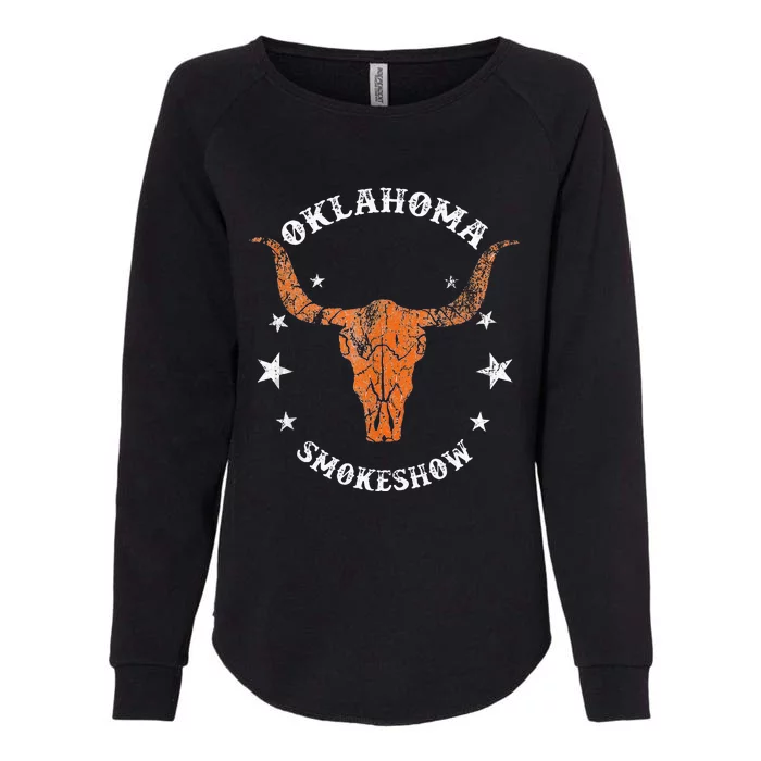 Boho Bull Skull Cow Oklahoma Smokeshow Western Country Womens California Wash Sweatshirt