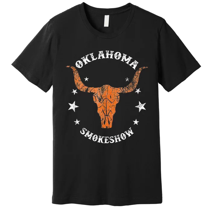 Boho Bull Skull Cow Oklahoma Smokeshow Western Country Premium T-Shirt