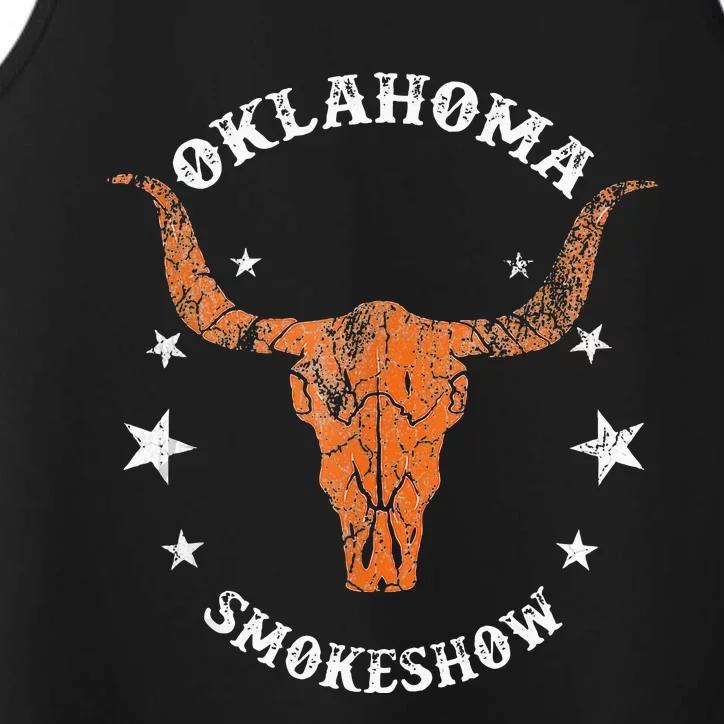 Boho Bull Skull Cow Oklahoma Smokeshow Western Country Performance Tank