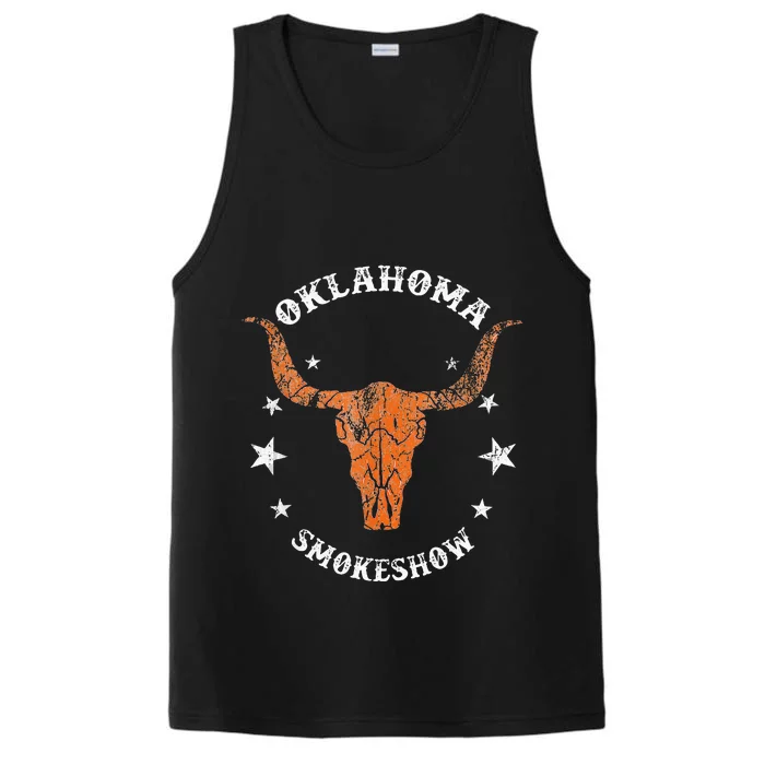 Boho Bull Skull Cow Oklahoma Smokeshow Western Country Performance Tank