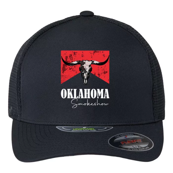 Boho Bull Skull Cow Oklahoma Smokeshow Western Country Flexfit Unipanel Trucker Cap