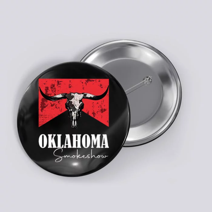 Boho Bull Skull Cow Oklahoma Smokeshow Western Country Button