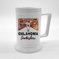 Boho Bull Skull Cow Print Oklahoma Smokeshow Western Country Beer Stein