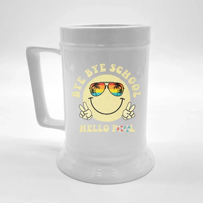 Bye Bye School Hello Summer Smile Face Last Day Of School Front & Back Beer Stein