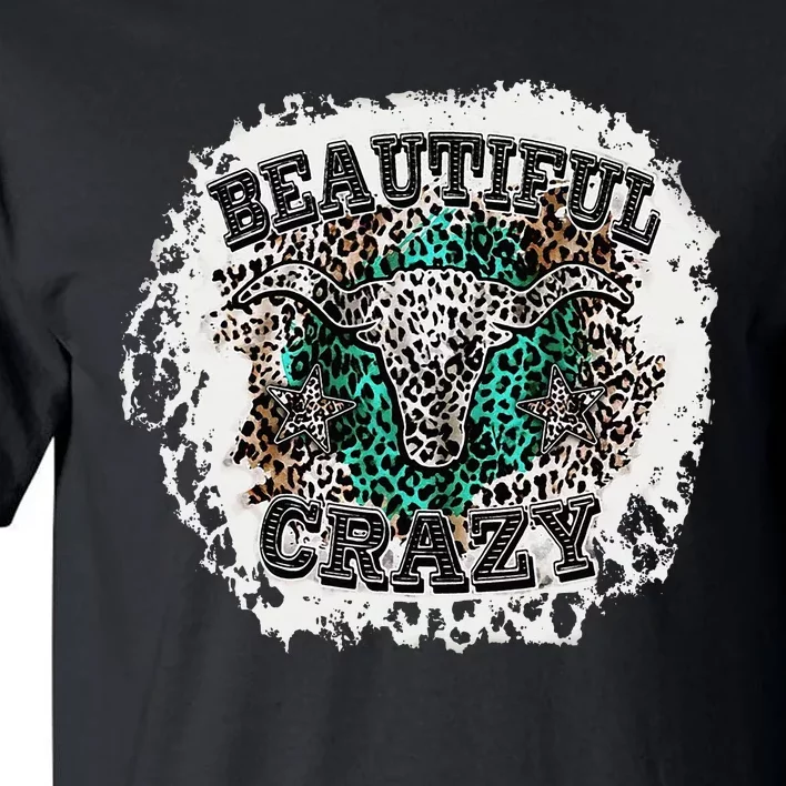 Beautiful Bull Skull Crazy Cow Skull Leopard Tall T-Shirt