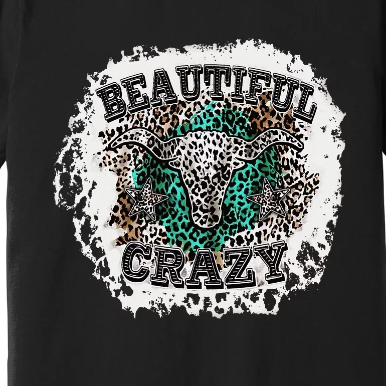 Beautiful Bull Skull Crazy Cow Skull Leopard Premium T-Shirt