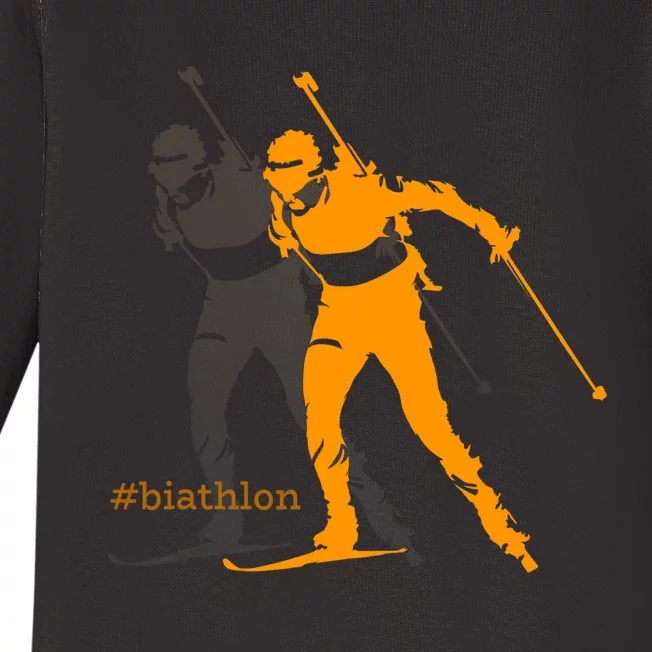 Biathlon Biathlete Skiing Shooting Gift Baby Long Sleeve Bodysuit