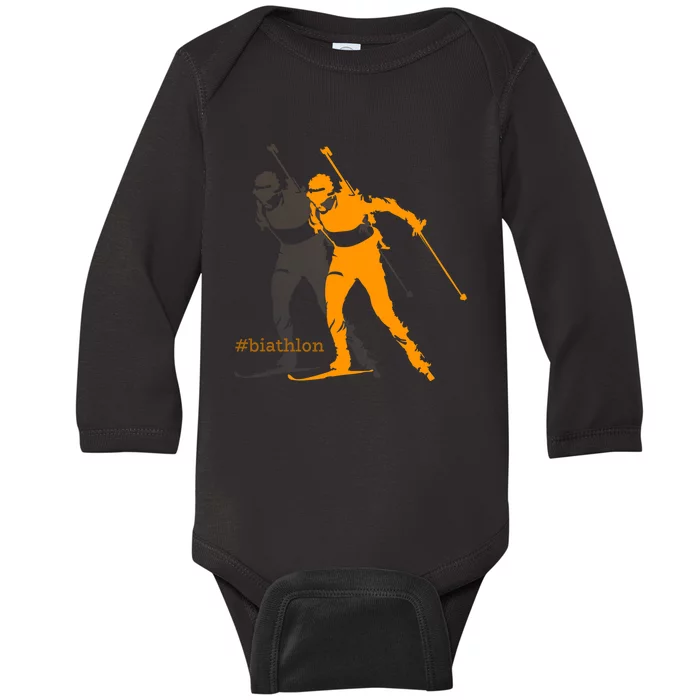 Biathlon Biathlete Skiing Shooting Gift Baby Long Sleeve Bodysuit