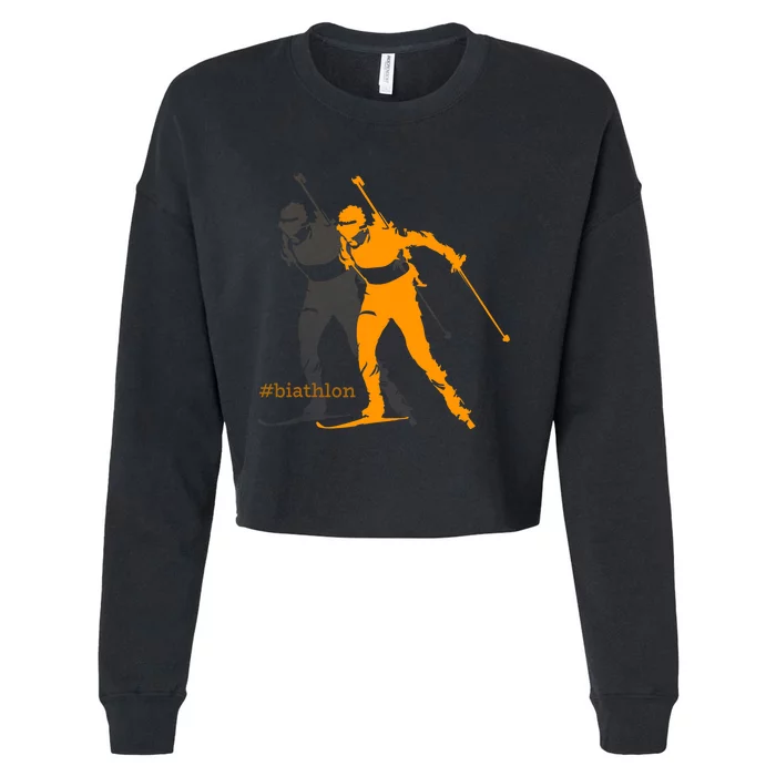 Biathlon Biathlete Skiing Shooting Gift Cropped Pullover Crew