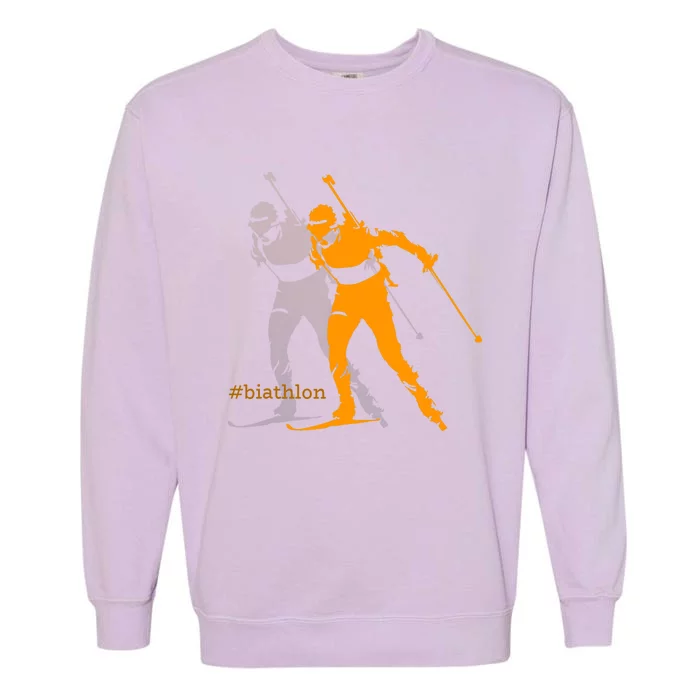 Biathlon Biathlete Skiing Shooting Gift Garment-Dyed Sweatshirt