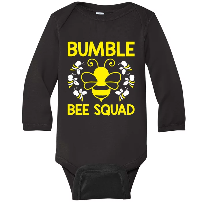 Bumble Bee Squad Bumblebee Team Group Family Friends Baby Long Sleeve Bodysuit