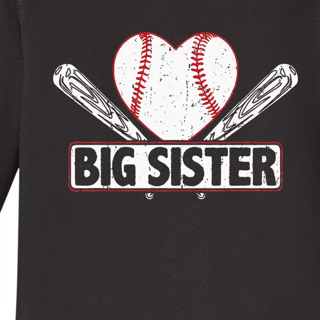 Baseball Big Sister Matching Family Softball Baseball Lover Baby Long Sleeve Bodysuit