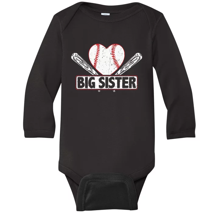 Baseball Big Sister Matching Family Softball Baseball Lover Baby Long Sleeve Bodysuit