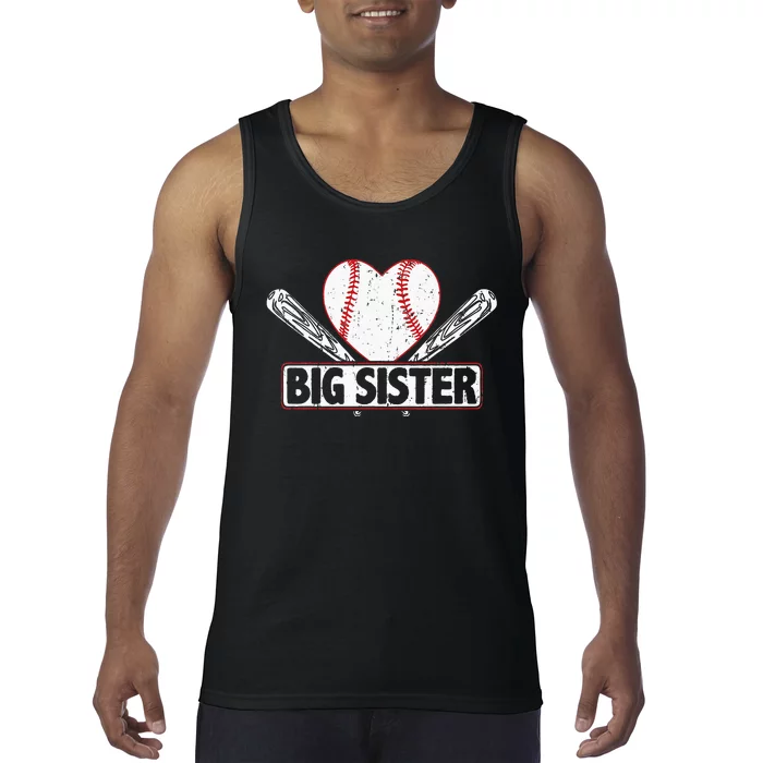 Baseball Big Sister Matching Family Softball Baseball Lover Tank Top