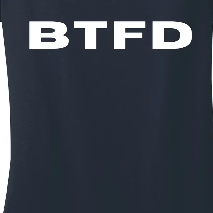 BTFD Buy The F'ing Dip, Trading Stocks, Bitcoin, Crypto, BTC Women's V-Neck T-Shirt