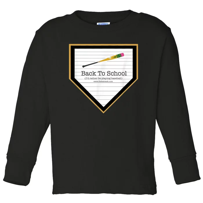 Baseball Back To School Home Plate Back To School Toddler Long Sleeve Shirt