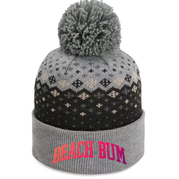 Beach Bum Trendy Graphic College Font Vintage Gift The Baniff Cuffed Pom Beanie