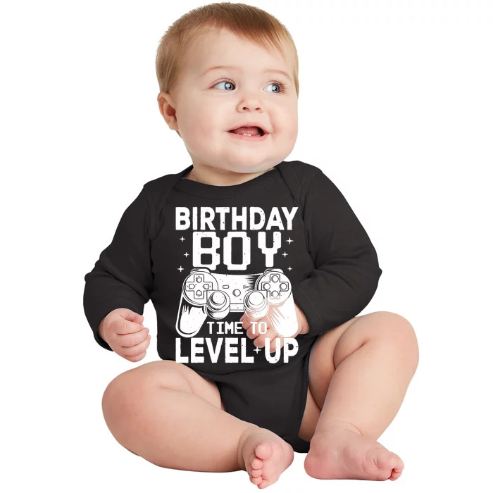 Birthday Boy Time To Level Up Party Gift Video Gaming Baby Long Sleeve Bodysuit