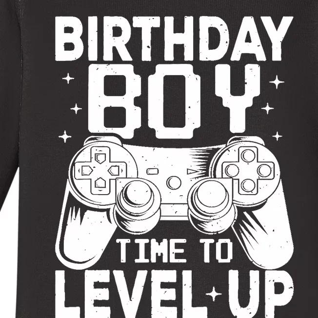 Birthday Boy Time To Level Up Party Gift Video Gaming Baby Long Sleeve Bodysuit