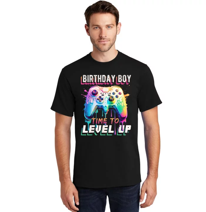 Birthday Boy Time To Level Up Video Game Birthday Party Tall T-Shirt