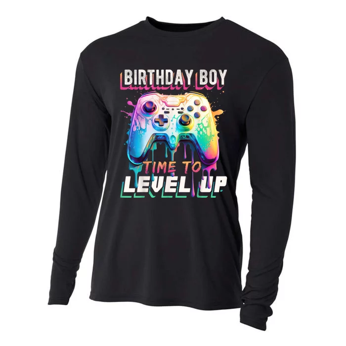 Birthday Boy Time To Level Up Video Game Birthday Party Cooling Performance Long Sleeve Crew