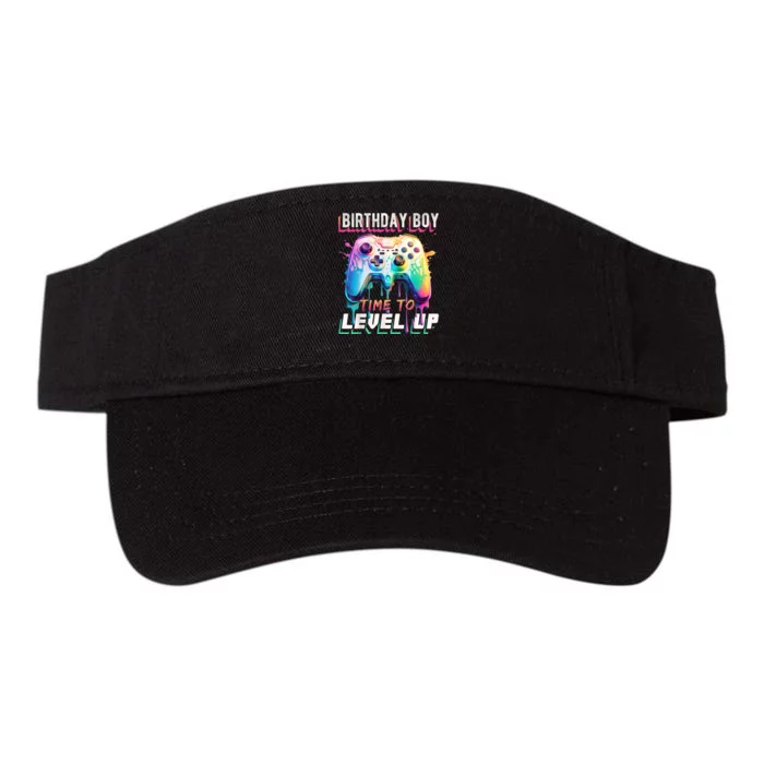 Birthday Boy Time To Level Up Video Game Birthday Party Valucap Bio-Washed Visor