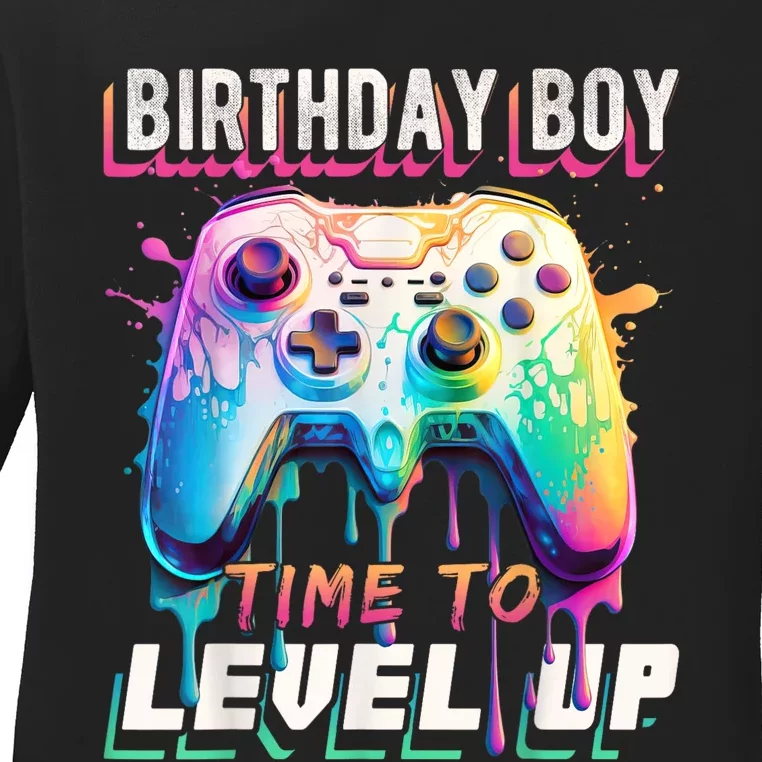 Birthday Boy Time To Level Up Video Game Birthday Party Ladies Long Sleeve Shirt