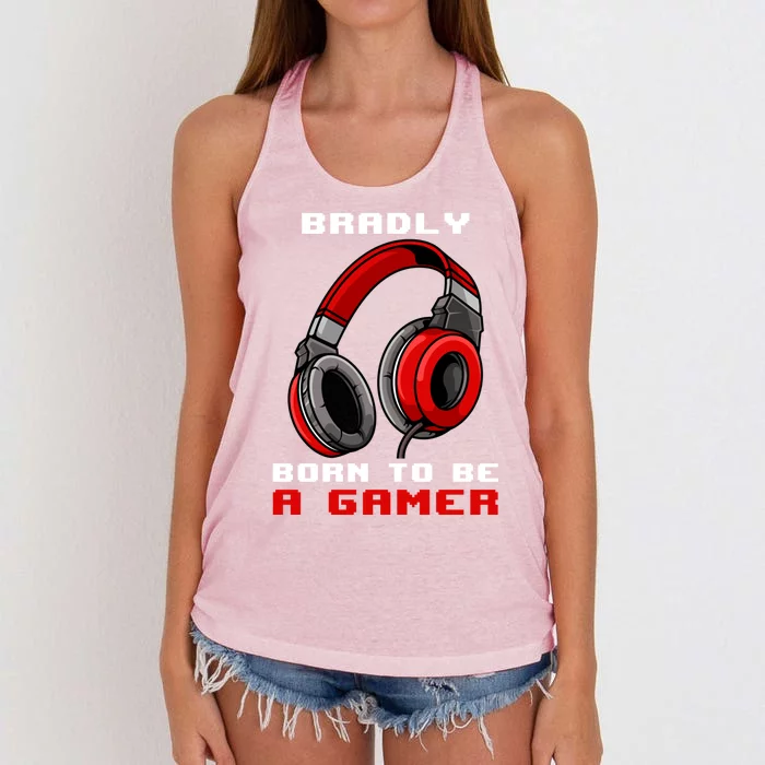 Bradly Born To Be A Gamer Personalized Gift Women's Knotted Racerback Tank