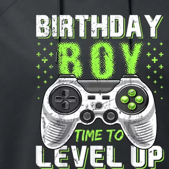 Birthday Boy Time To Level Up Video Game Birthday Gift Boy Performance Fleece Hoodie