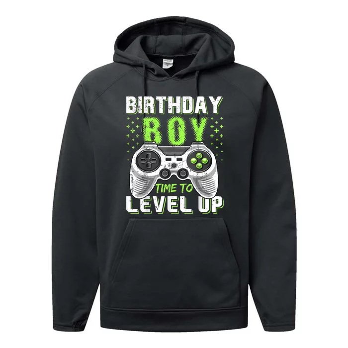 Birthday Boy Time To Level Up Video Game Birthday Gift Boy Performance Fleece Hoodie