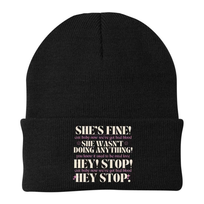 Bad Blood TS Yells At Security Guard Version Shes Fine Baby Now Knit Cap Winter Beanie