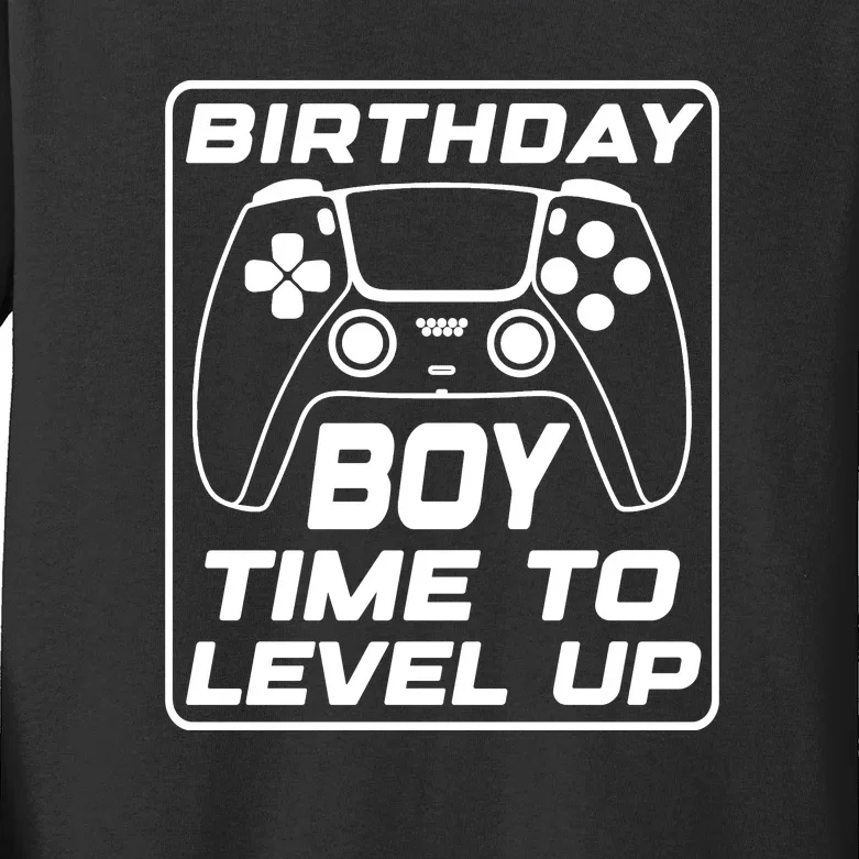 Birthday Boy Time To Level Up Funny Birthday Gamer Kids Long Sleeve Shirt