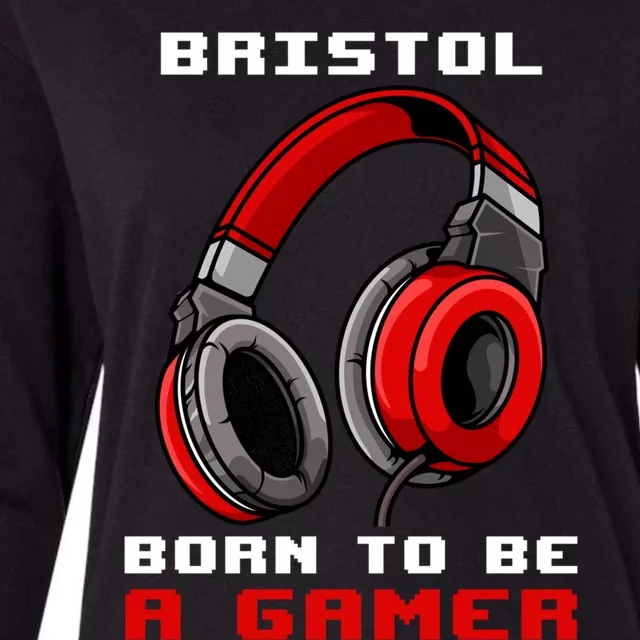 Bristol Born To Be A Gamer Personalized Gift Womens Cotton Relaxed Long Sleeve T-Shirt