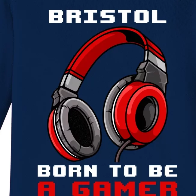 Bristol Born To Be A Gamer Personalized Gift Baby Long Sleeve Bodysuit