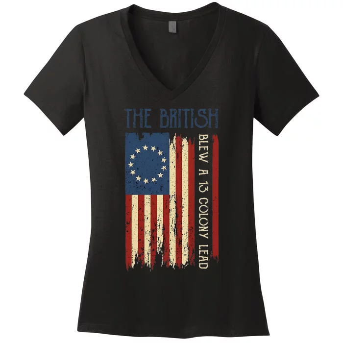 British Blew Thirteen Colony Revolutionary Women's V-Neck T-Shirt