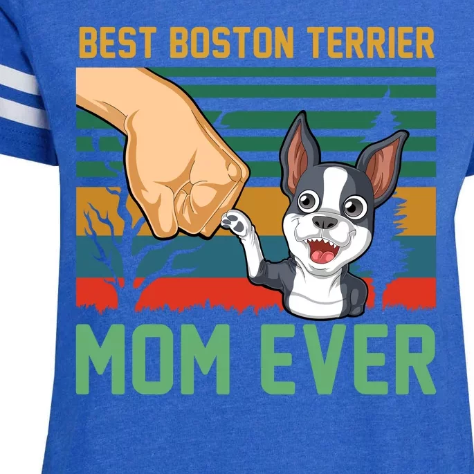 Best Boston Terrier Mom Ever Enza Ladies Jersey Football T-Shirt