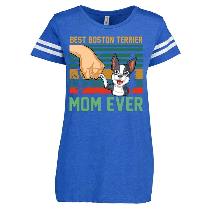 Best Boston Terrier Mom Ever Enza Ladies Jersey Football T-Shirt