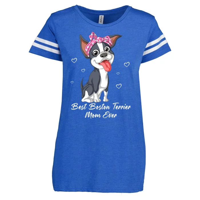 Best Boston Terrier Mom Ever Enza Ladies Jersey Football T-Shirt