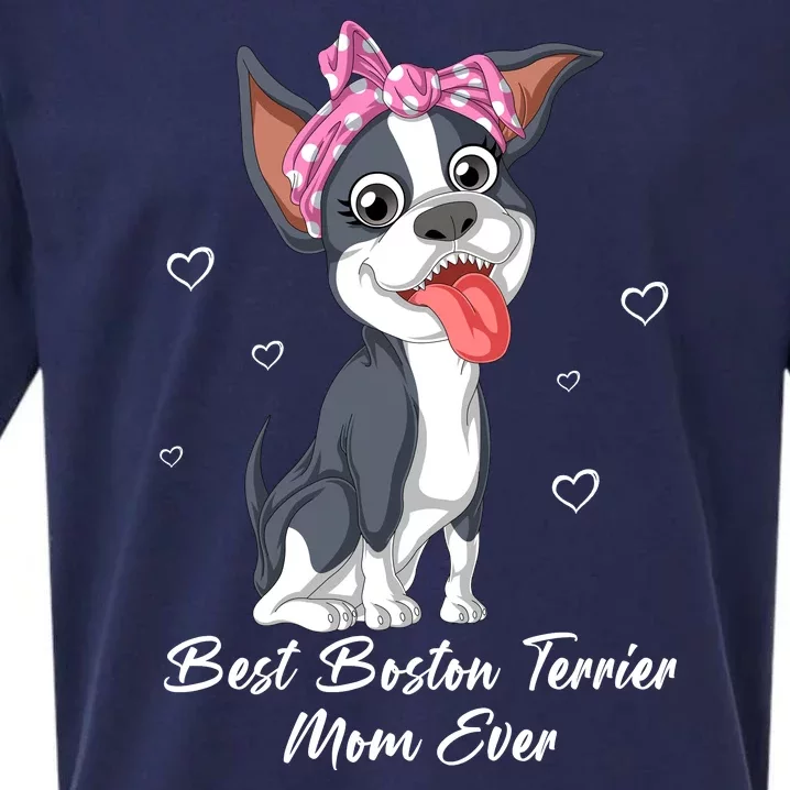 Best Boston Terrier Mom Ever Sueded Cloud Jersey T-Shirt