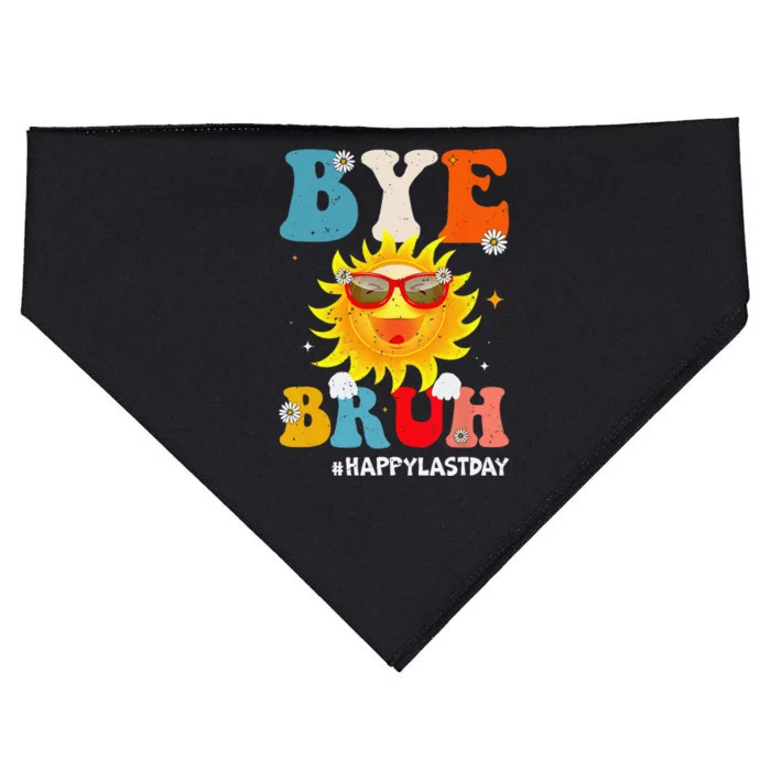 Bye Bruh Teacher Happy Last Day of School Hello Summer Funny USA-Made Doggie Bandana