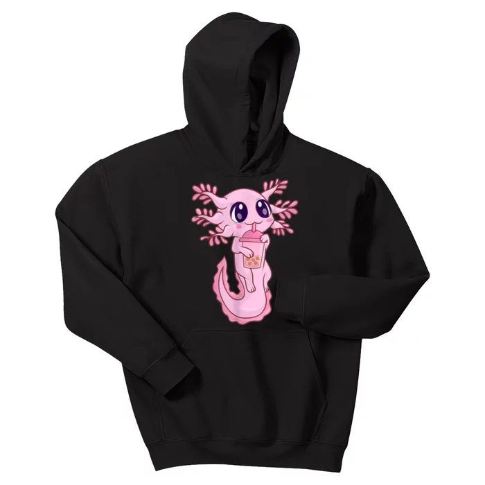 Bubble Boba Tea   Girls, Kawaii Anime Axolotl Kids Hoodie