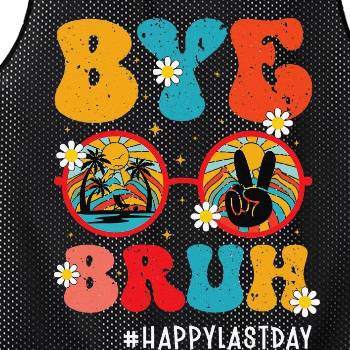 Bye Bruh Teacher Happy Last Day of School Hello Summer Funny Mesh Reversible Basketball Jersey Tank