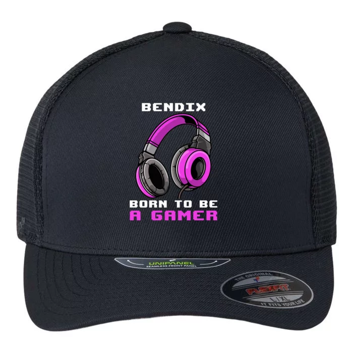 Bendix Born To Be A Gamer Personalized Cute Gift Flexfit Unipanel Trucker Cap